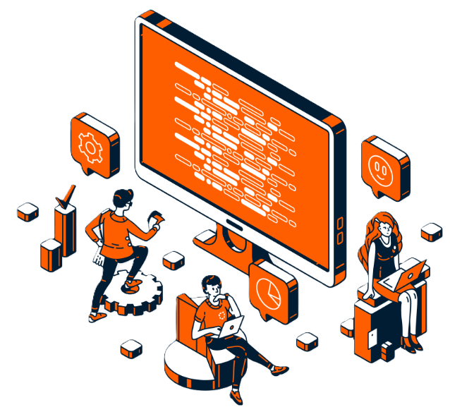 Equipo trabajando en tecnología
